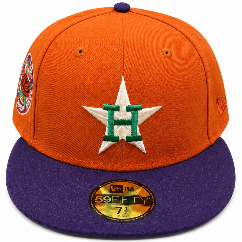 Houston Astros orange and purple 1968 All-Star Game New Era 59FIFTY fitted hat - undervisor detail