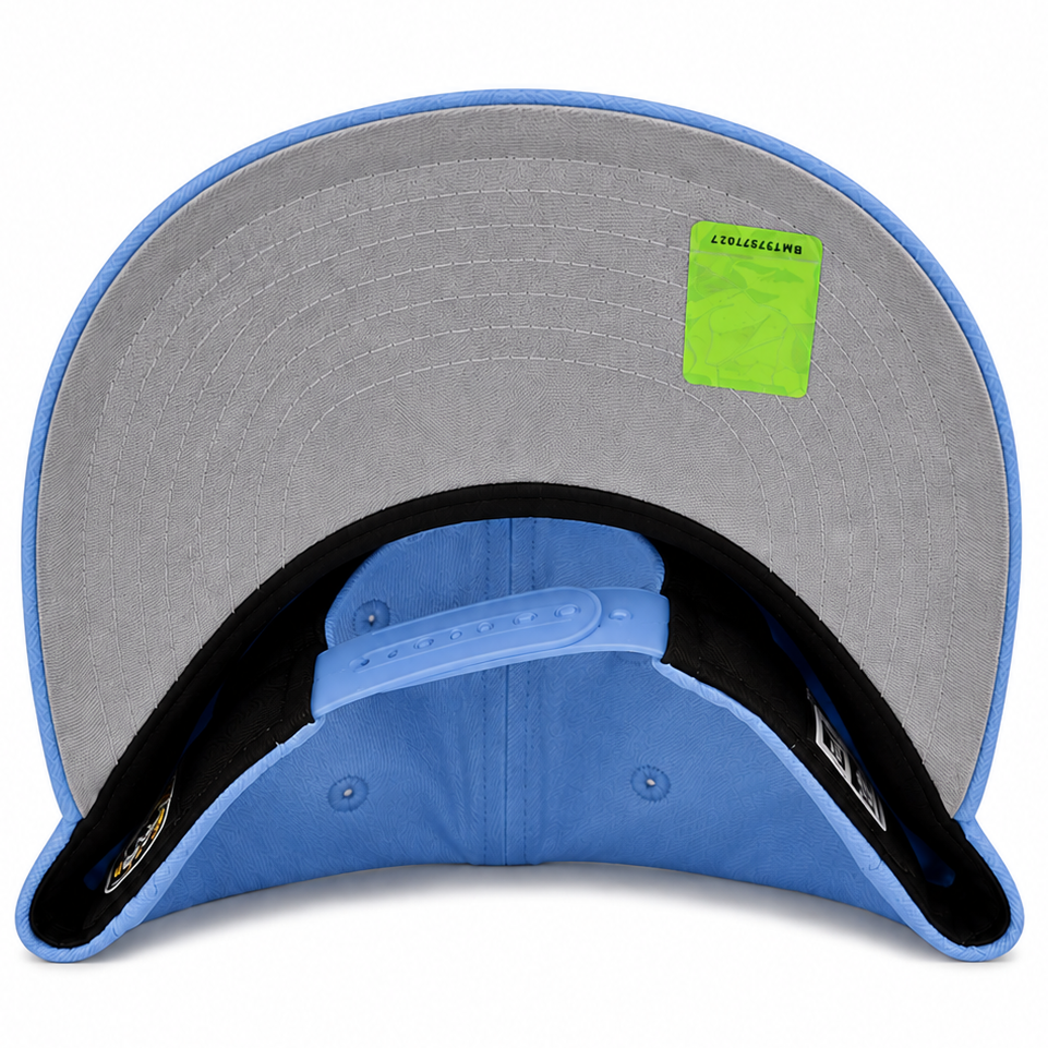 Edmonton Oilers baby blue New Era 9FORTY A-Frame adjustable hat - back view