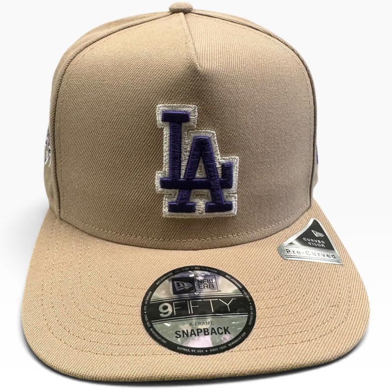 Los Angeles Dodgers Tan & Purple New Era 9FIFTY A-Frame snapback hat - side view