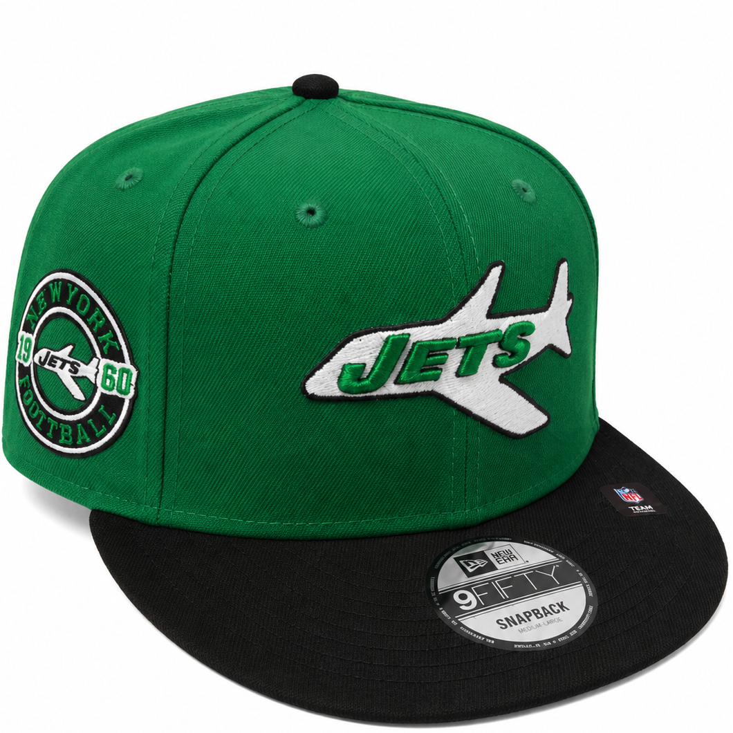 Jets vintage airplane logo snapback with side patch - side view