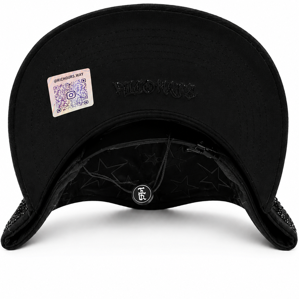 Rich Hours black star rhinestone cap with all-over star pattern - front view