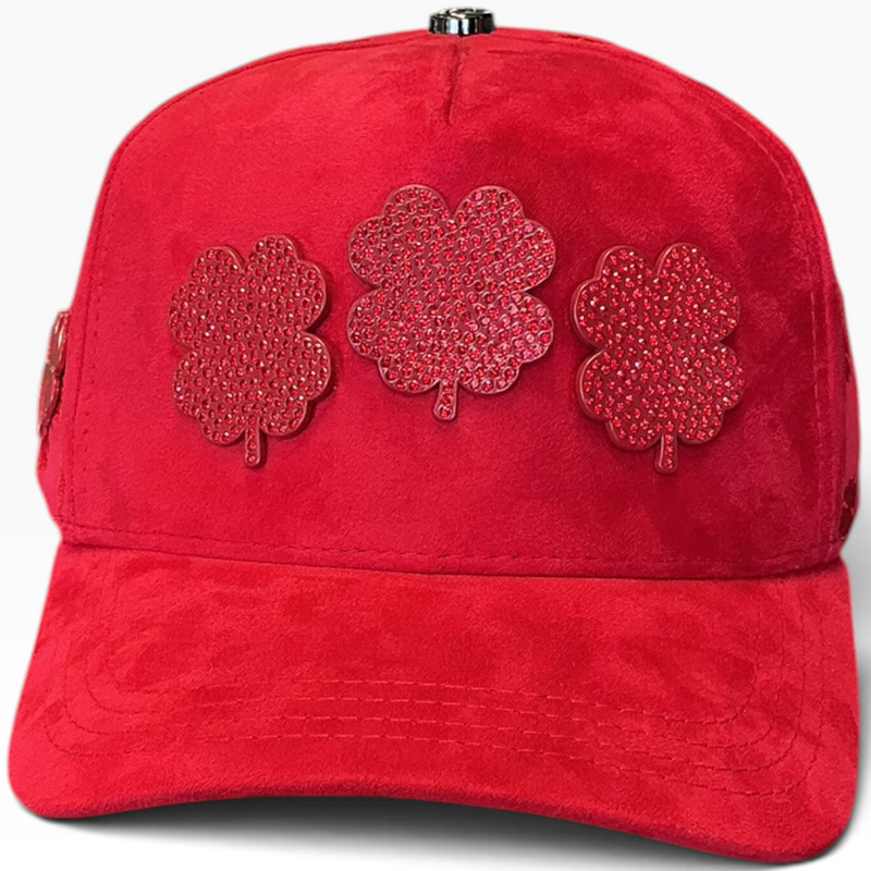 Red clover suede snapback - detail view