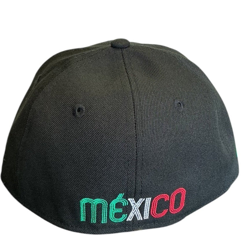 Mexico Baseball black tricolor M logo New Era 59FIFTY fitted hat - front view