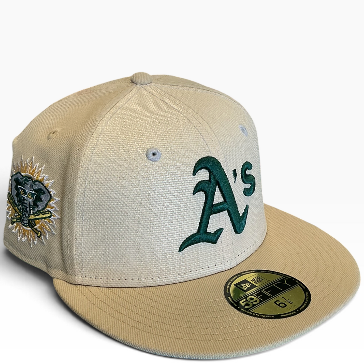 Oakland Athletics Cream & Tan New Era 59FIFTY fitted hat - front view