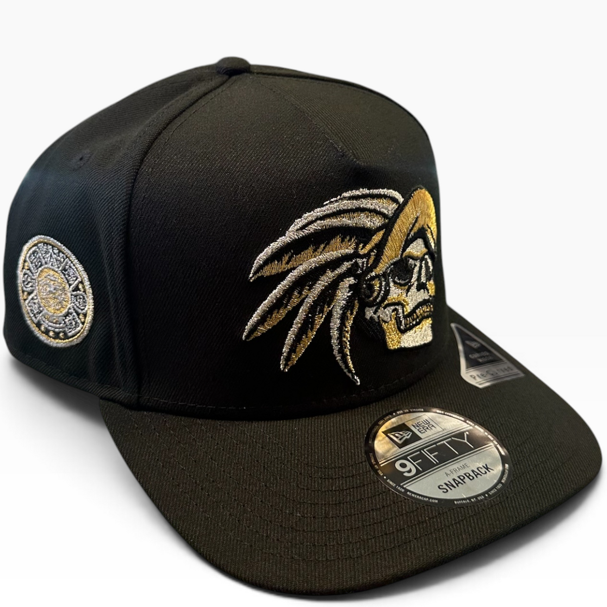 Skull Warrior Black & Gold New Era 9FIFTY A-Frame snapback hat - side view