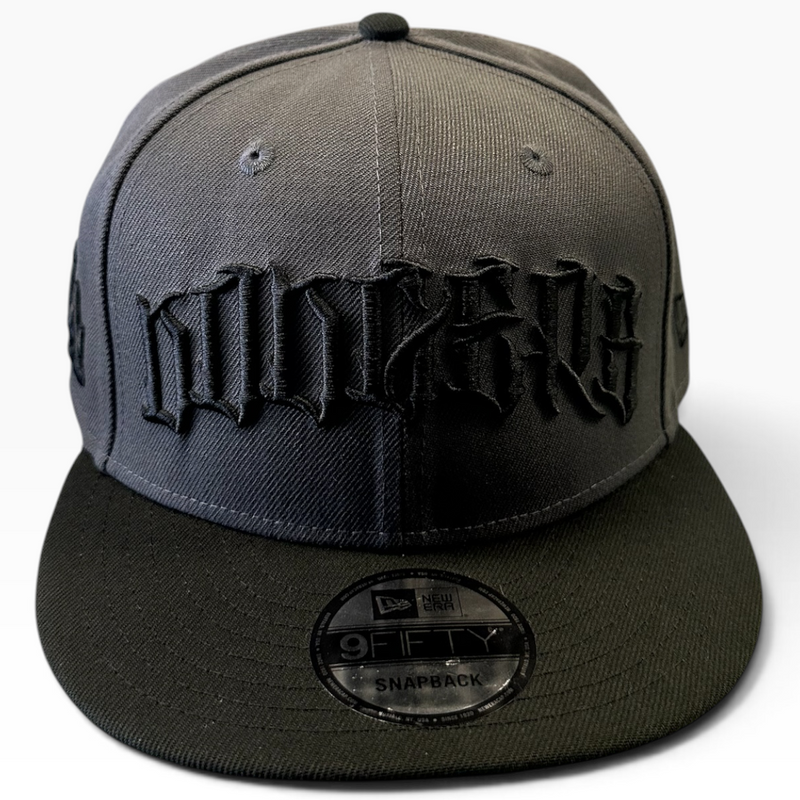 Los Angeles Dodgers black and gray New Era 9FIFTY Gothic snapback hat - front view