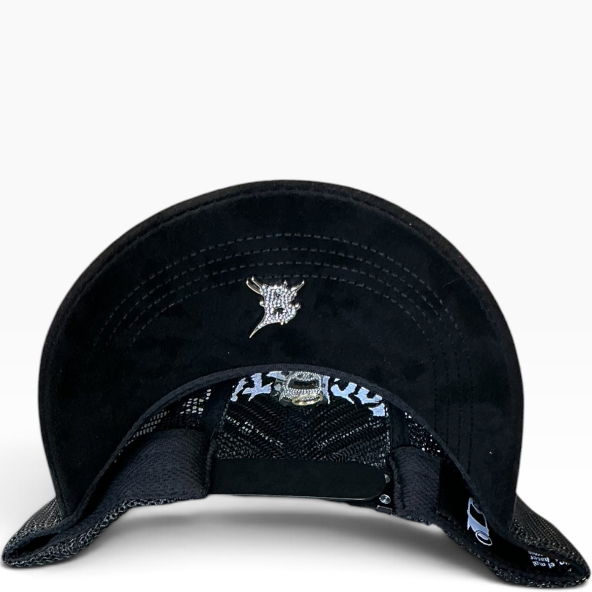 Black Barbas rhinestone rock star trucker hat - front view