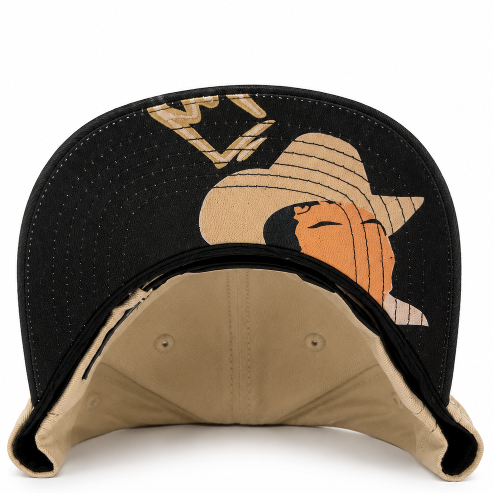 Chalino two-tone beige and black snapback hat - front view