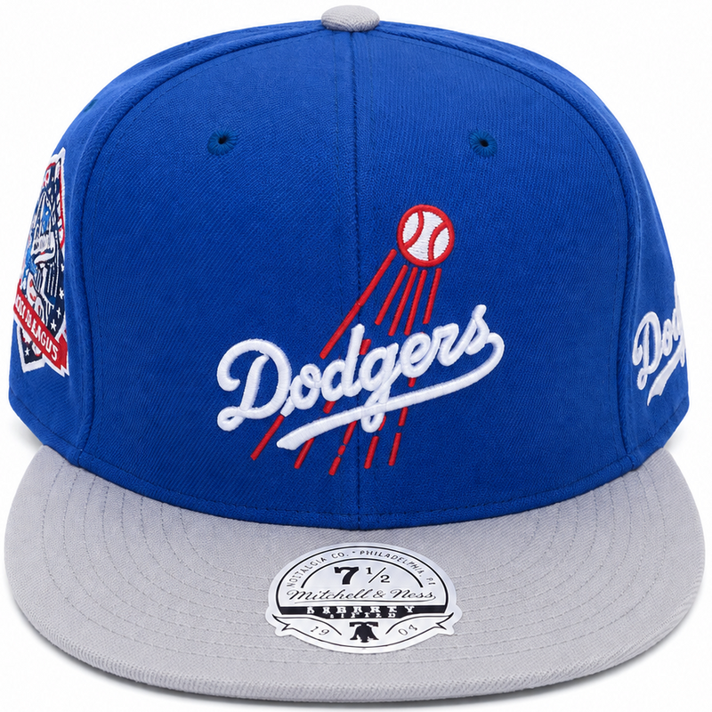 Los Angeles Dodgers Mitchell & Ness blue and gray fitted hat – view 4