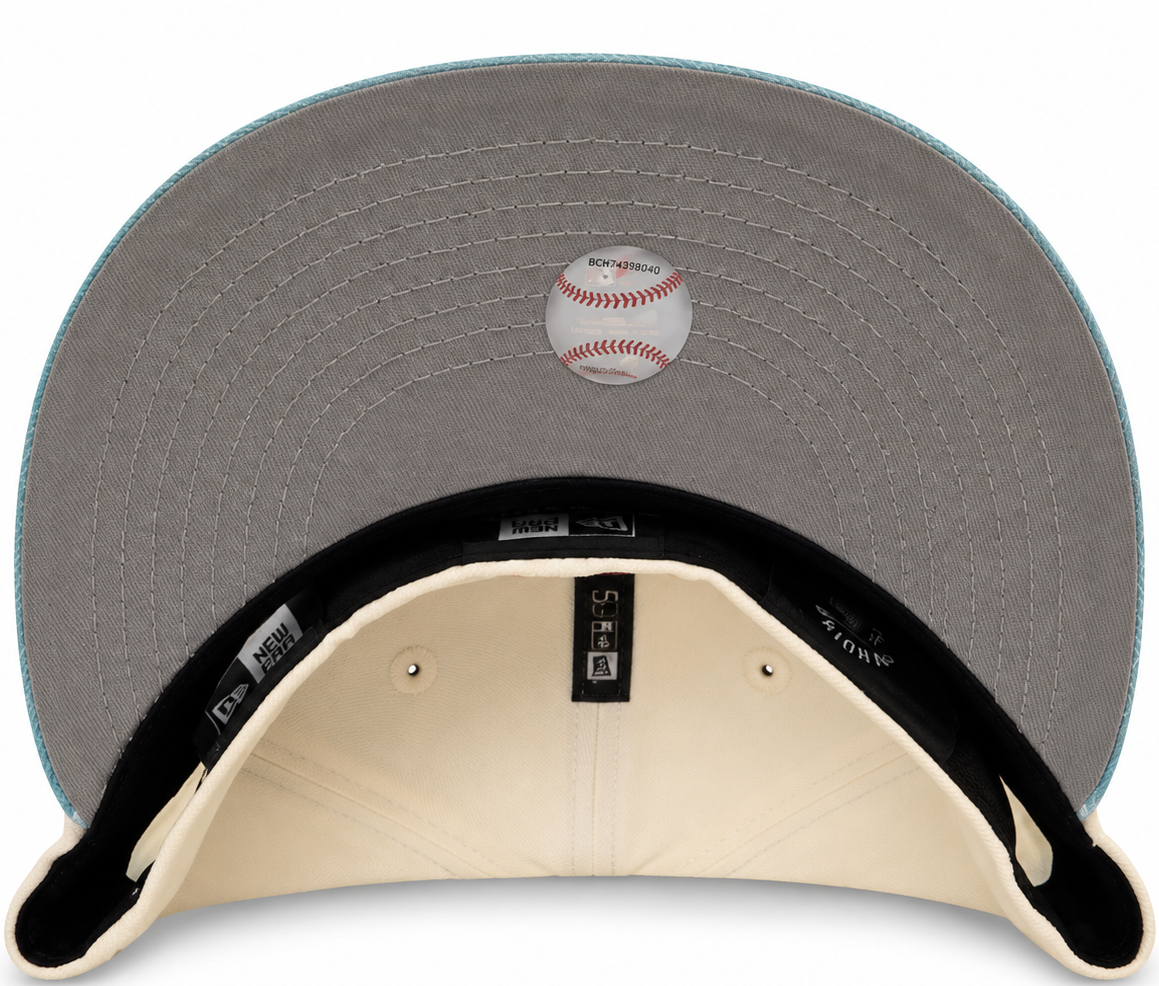 Los Angeles Dodgers cream/baby blue New Era 59FIFTY fitted hat - back view