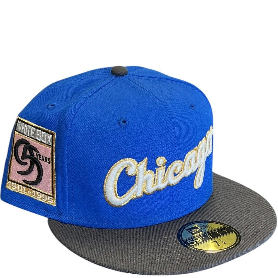Chicago White Sox Royal Blue & Gray 95 Years New Era 59FIFTY fitted hat - front view