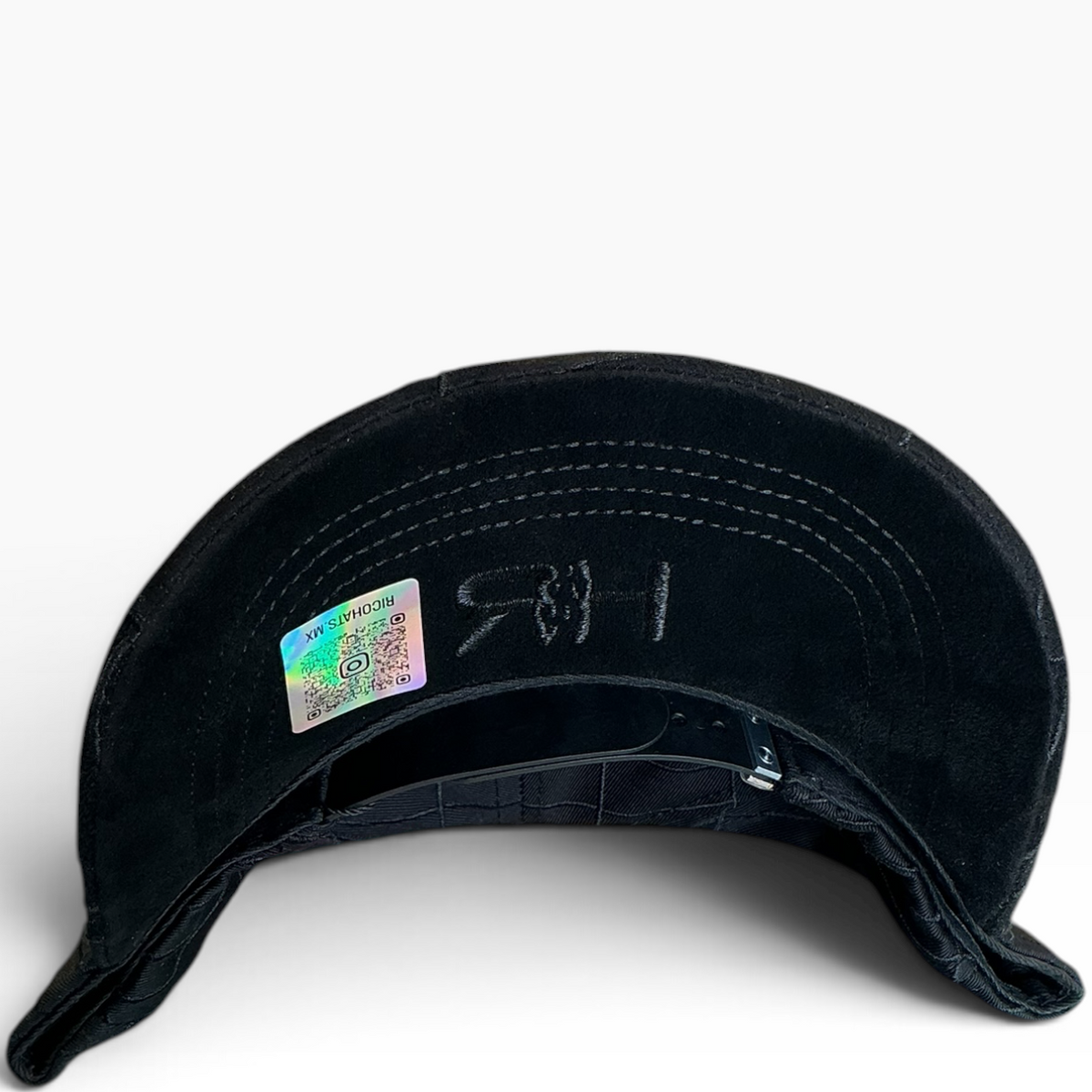 Los Angeles LA spider web rhinestone black adjustable hat - front view
