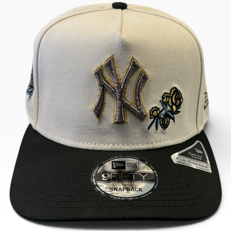New York Yankees cream and black rose New Era 9FIFTY A-Frame snapback hat - side view
