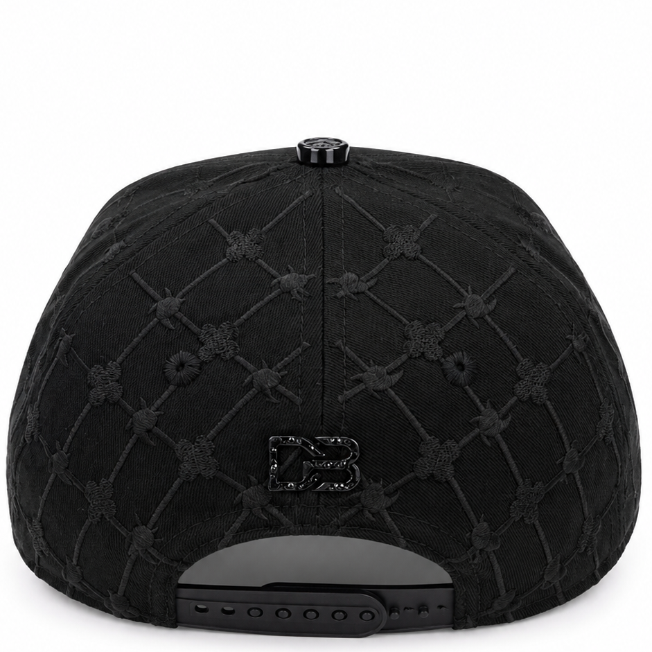 DB Hats black rhinestone LA hat - back view