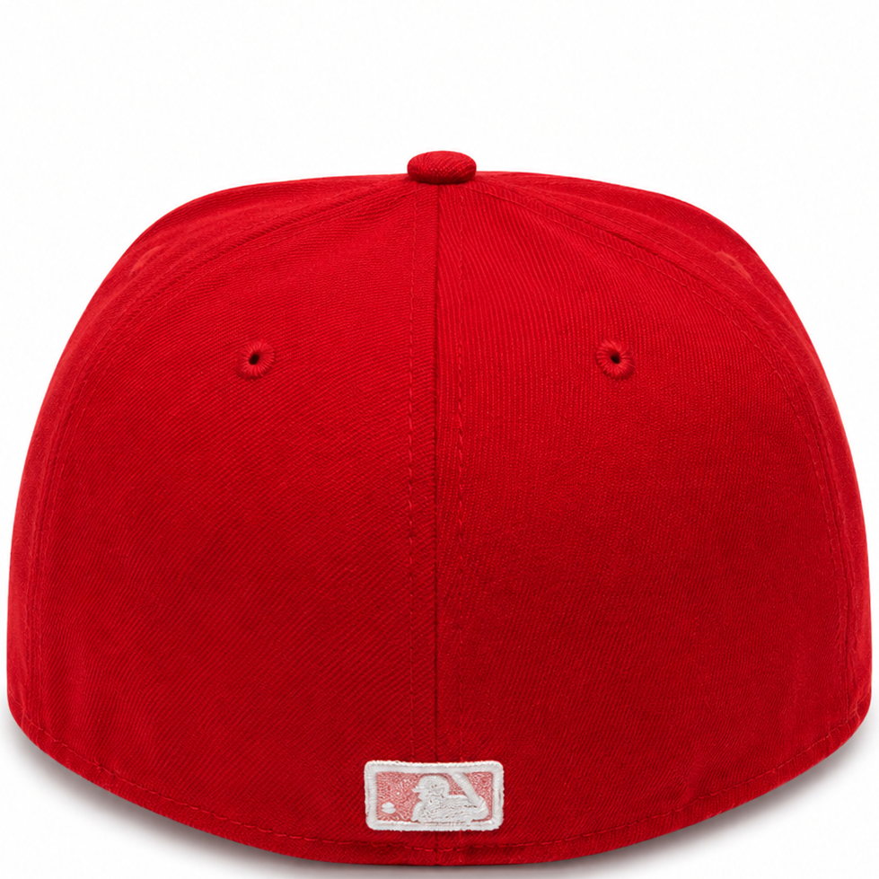 Los Angeles Angels red and pink New Era 59FIFTY fitted hat - front view