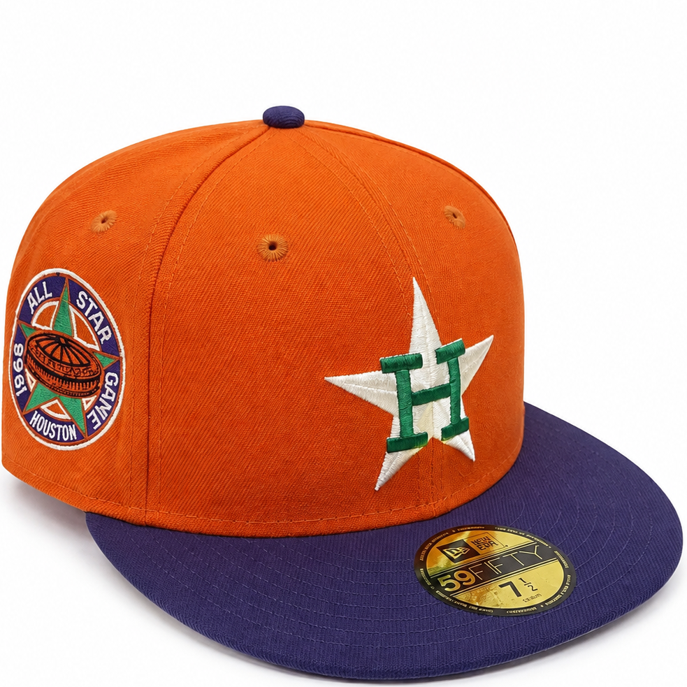 Houston Astros orange and purple 1968 All-Star Game New Era 59FIFTY fitted hat - front view