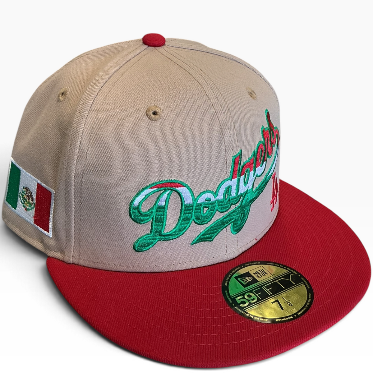 Los Angeles Dodgers Mexico Tan & Red New Era 59FIFTY fitted hat - front view