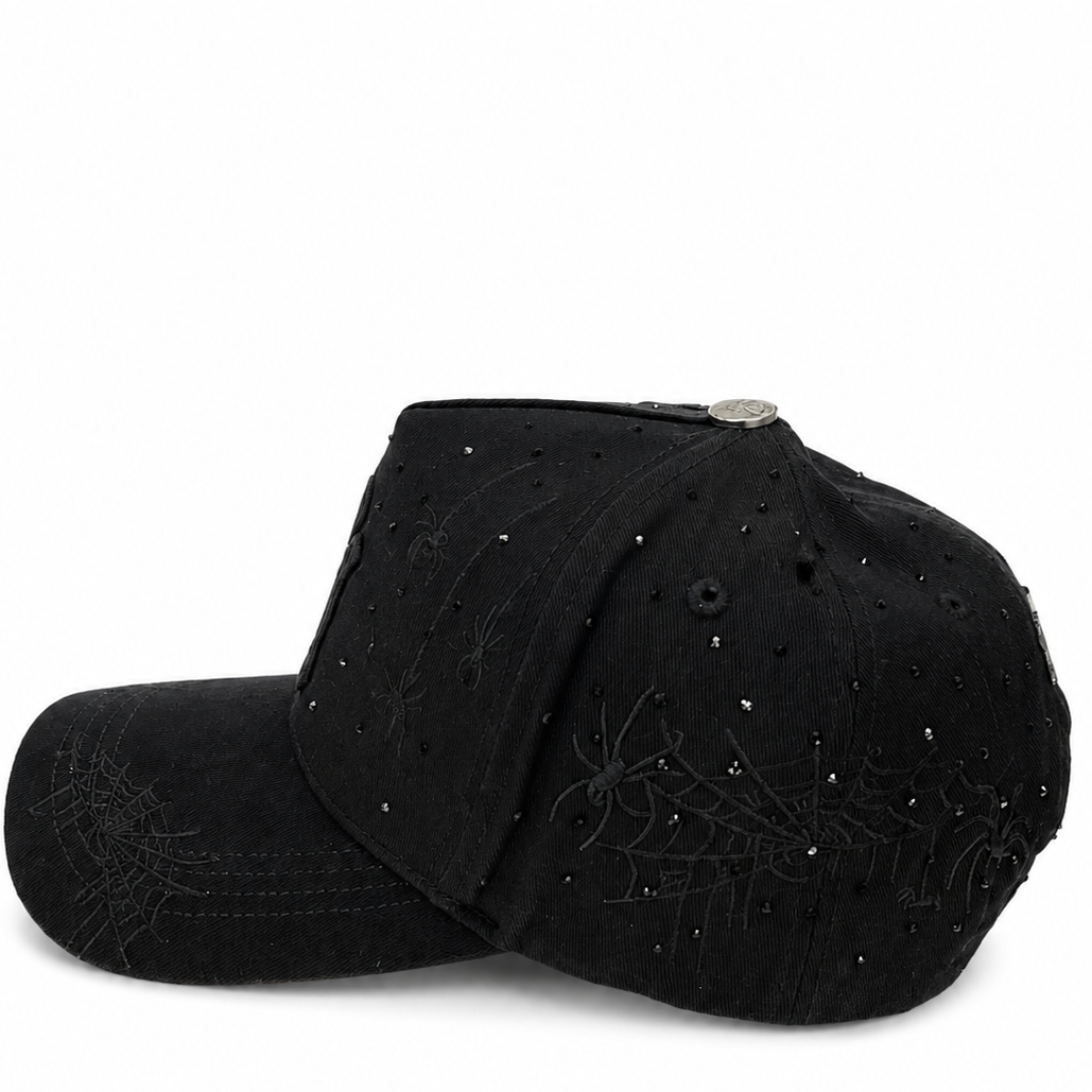 Black NY spiderweb snapback - alternate angle