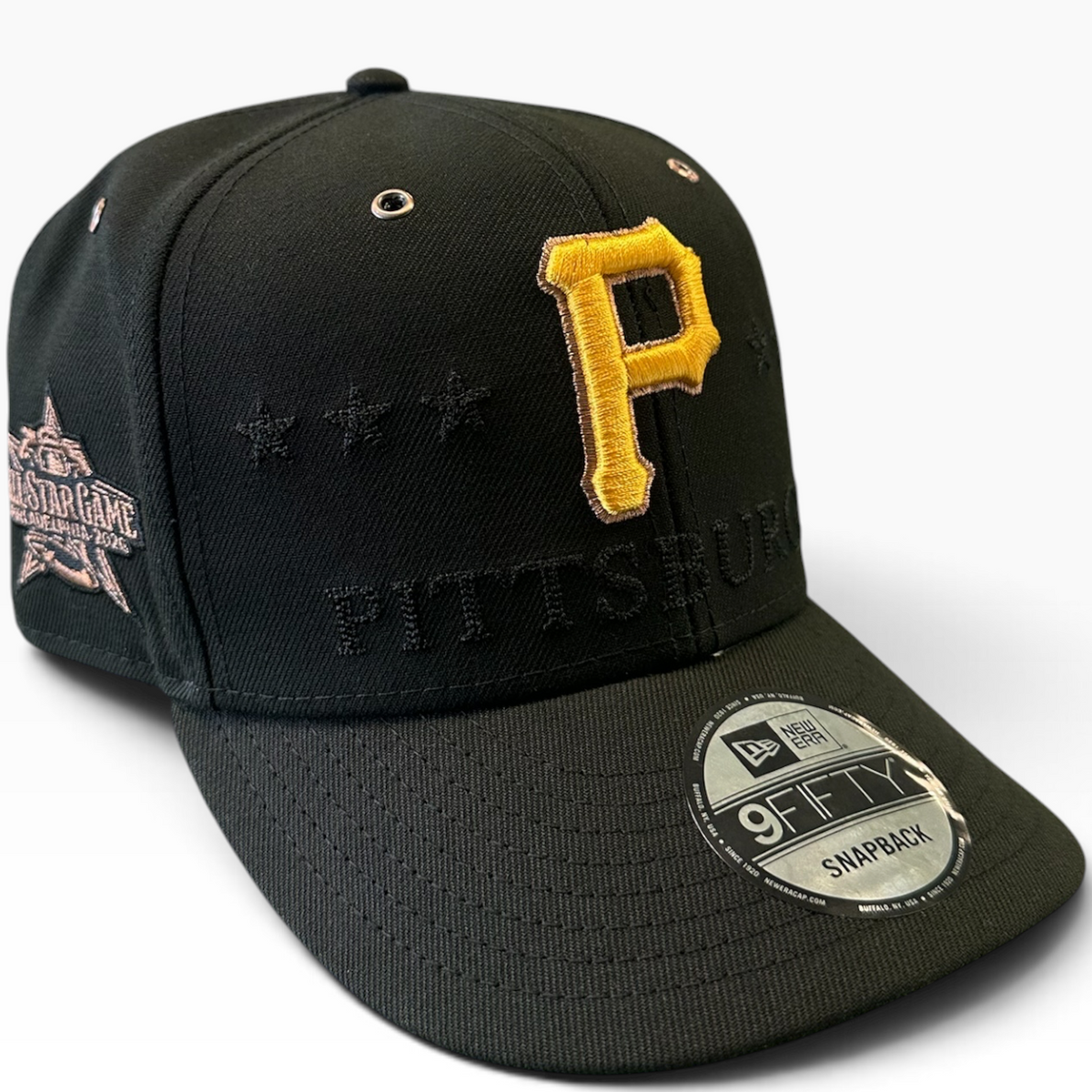 Pirates black snapback with All-Star side patch - side view