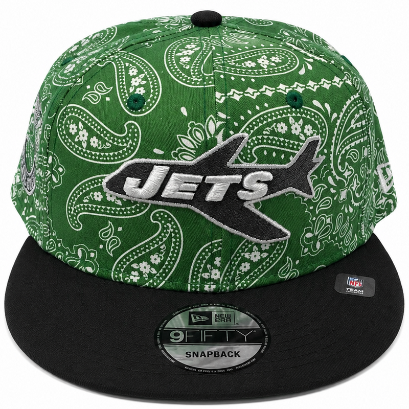 Jets green paisley snapback - side view