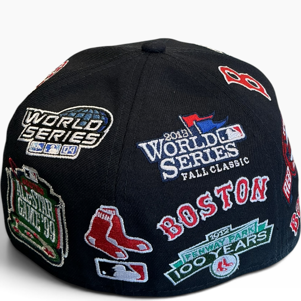 Boston Red Sox black World Series Patch Collection New Era 59FIFTY fitted hat - front view
