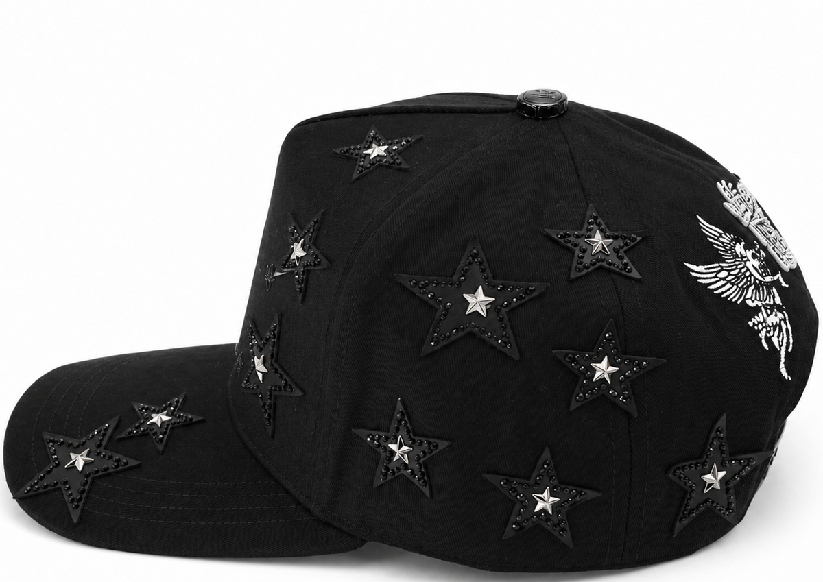 Black rhinestone H star snapback - alternate angle