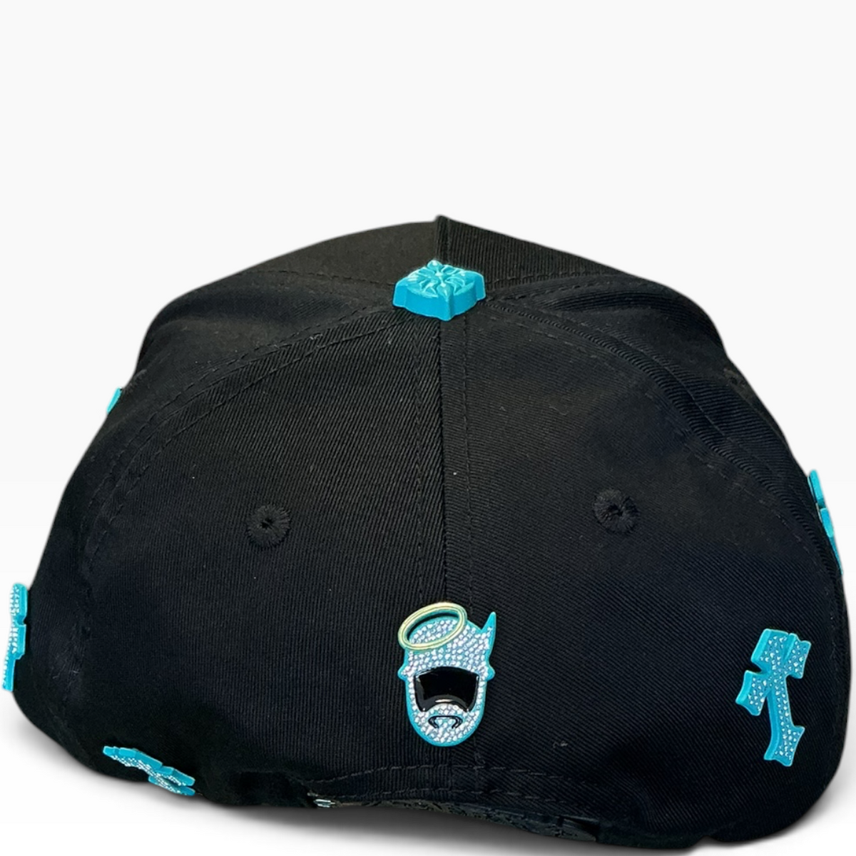 Barbas turquoise cross hat with crown crosses - side view
