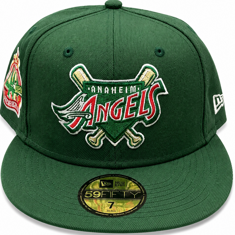 Anaheim Angels dark green New Era 59FIFTY fitted hat - side view