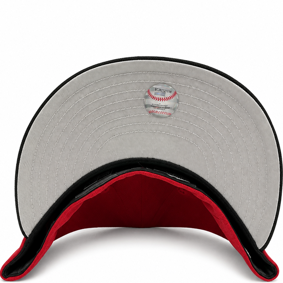 Cincinnati Reds Red / Black New Era 59FIFTY fitted hat - back view