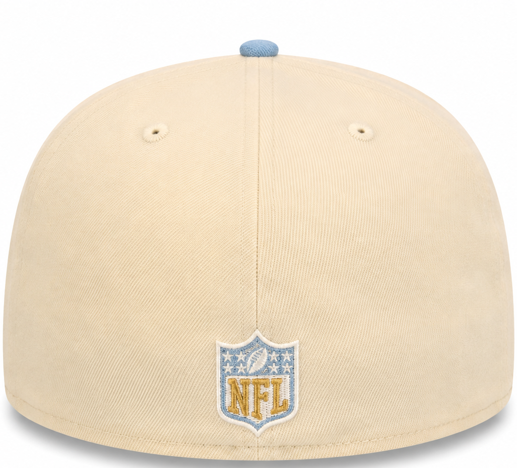 Dallas Cowboys cream/light blue New Era 59FIFTY fitted hat - back view