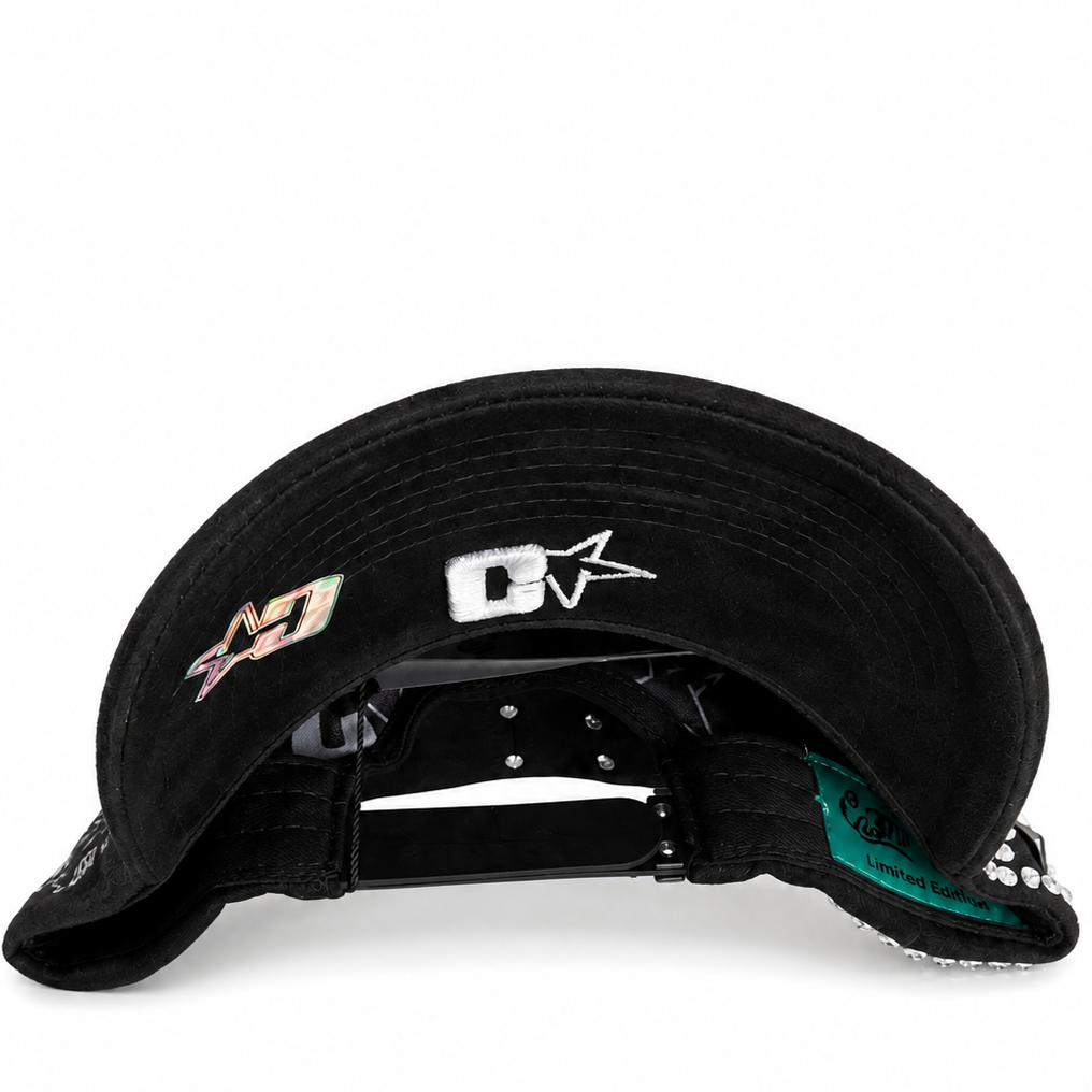 Super Star black rhinestone limited edition hat - front view