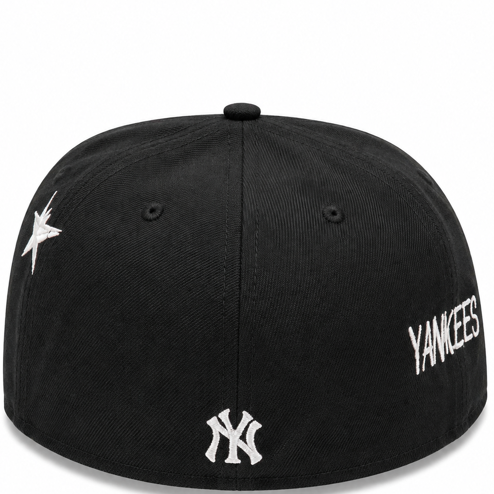 New York Yankees black and white New Era 59FIFTY fitted hat - side view