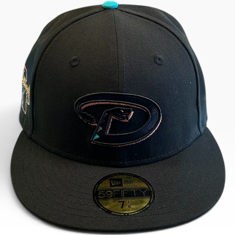 Arizona Diamondbacks Blackout Teal Accent New Era 59FIFTY fitted hat - side view