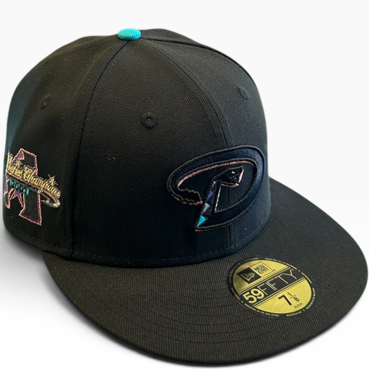 Arizona Diamondbacks Blackout Teal Accent New Era 59FIFTY fitted hat - back view