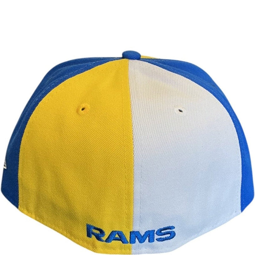 Los Angeles Rams Blue, Yellow & White Split Panel New Era 59FIFTY fitted hat - front view