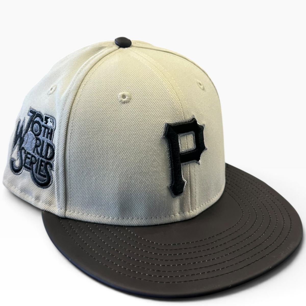 Pittsburgh Pirates cream and dark brown World Series New Era snapback hat - side view