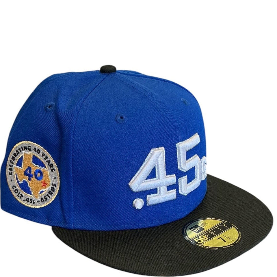 Houston Astros royal blue and black New Era 59FIFTY fitted hat - back view