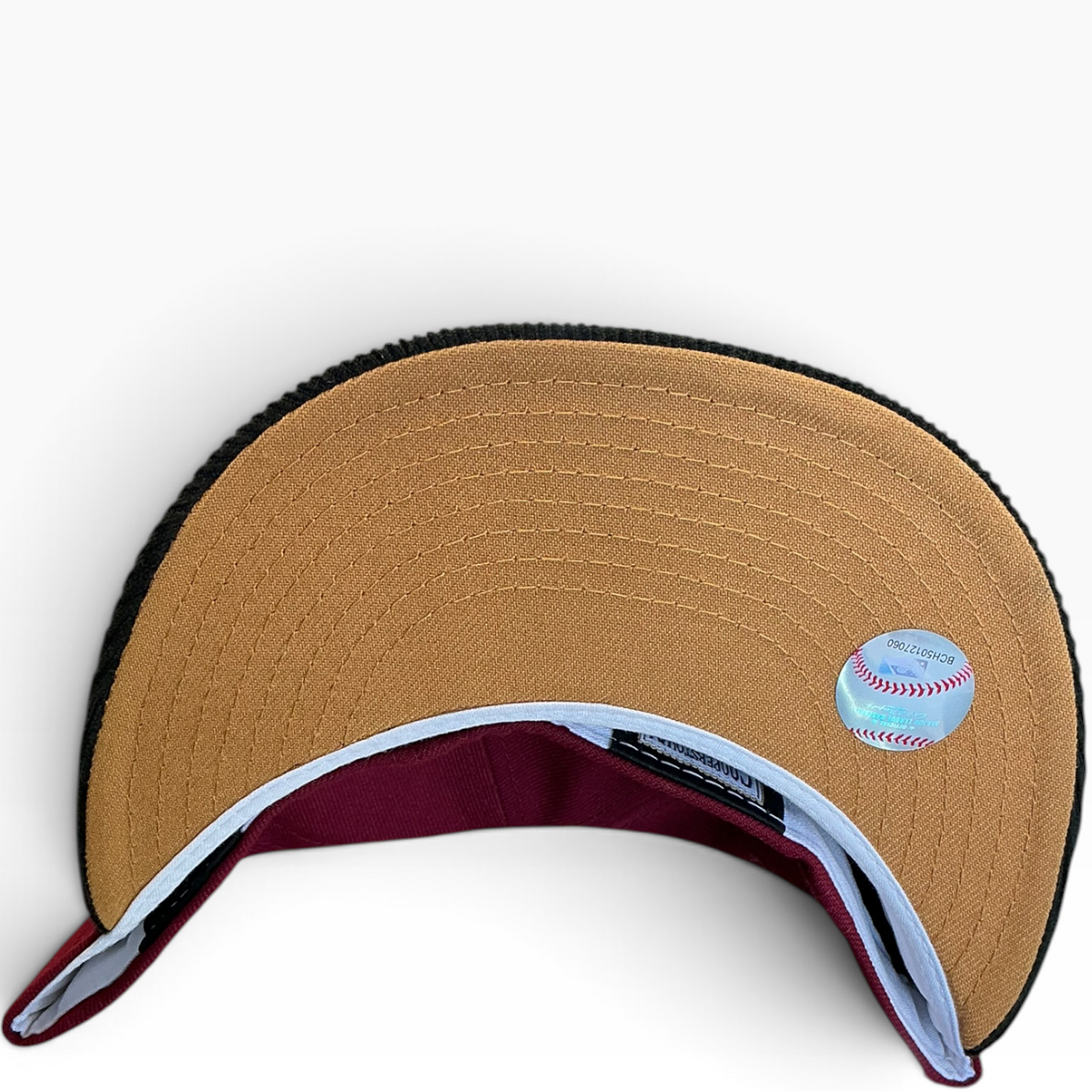 Star Logo 40th Anniversary maroon and black New Era 59FIFTY fitted hat - undervisor detail