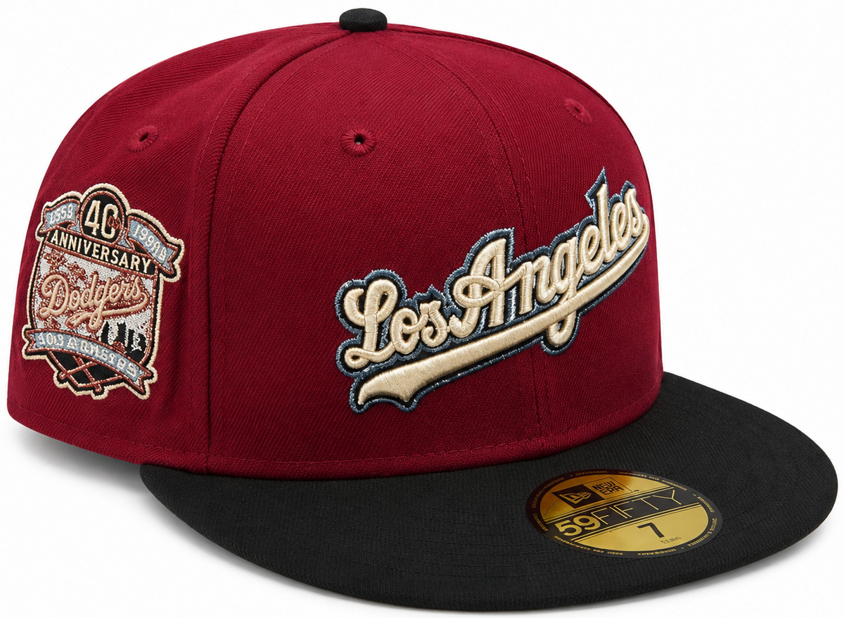 Los Angeles Dodgers Maroon / Black New Era 59FIFTY fitted hat - front view