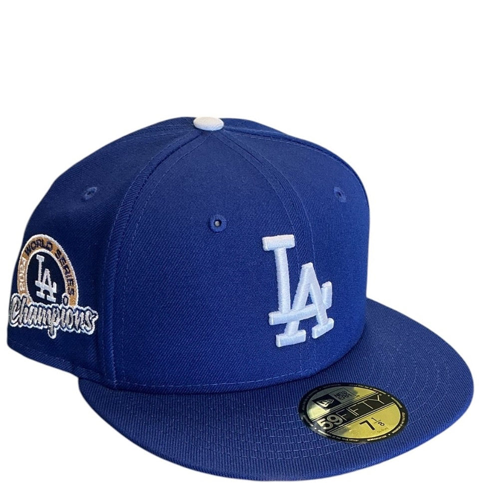 Los Angeles Dodgers royal blue New Era 59FIFTY fitted hat - side view