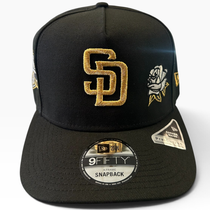 San Diego Padres Black & Gold New Era 9FIFTY A-Frame snapback hat - side view