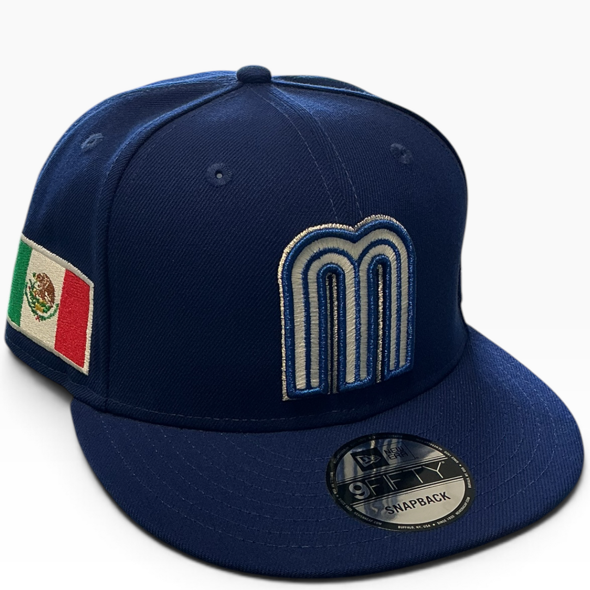 Mexico navy snapback with Mexican flag side embroidery - side view