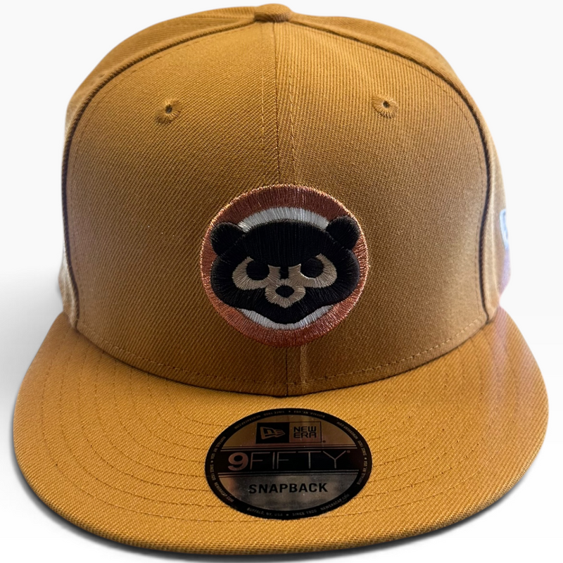 Chicago Cubs tan and brown New Era 9FIFTY snapback hat - front view