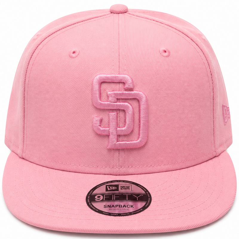 Pink San Diego Padres New Era 9FIFTY snapback hat - front view