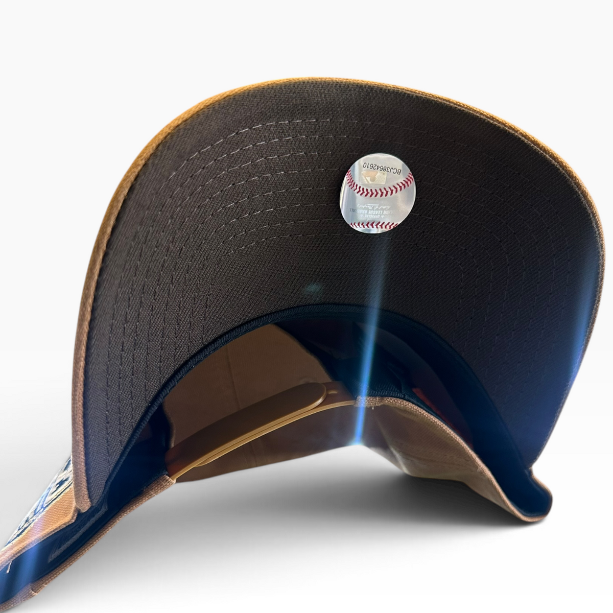 Los Angeles Dodgers Tan & Blue New Era 9FORTY adjustable World Series hat - front view
