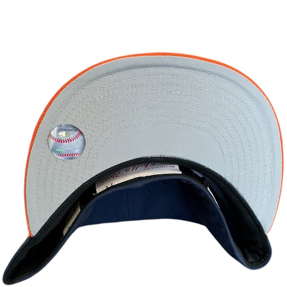 Houston Astros navy and orange Mitchell & Ness fitted hat - back view