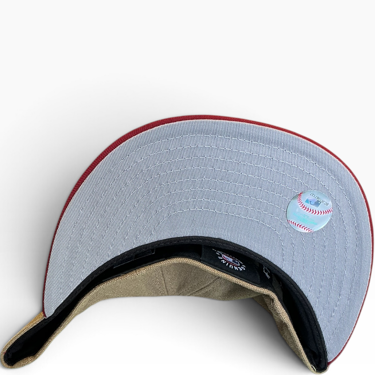 Arizona Diamondbacks Tan/Red New Era 59FIFTY fitted hat - undervisor detail