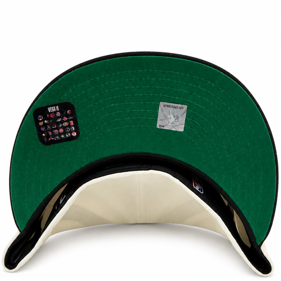 Boston Celtics Cream / Black New Era 59FIFTY fitted hat - back view