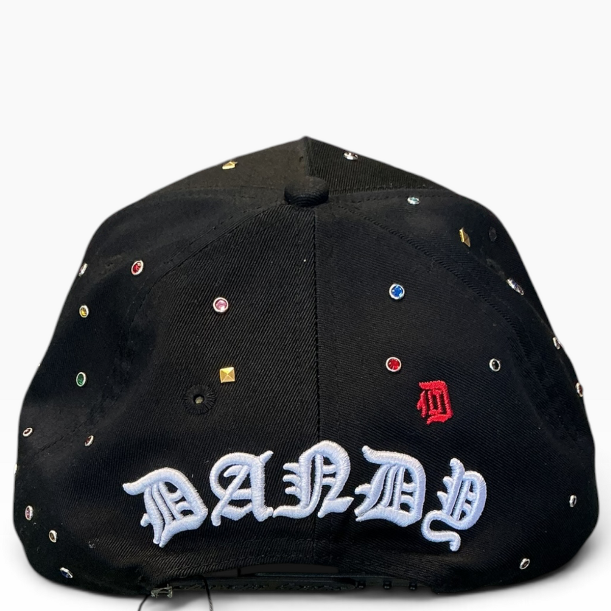 Dandy multicolor rhinestone snapback with stud accents - side view