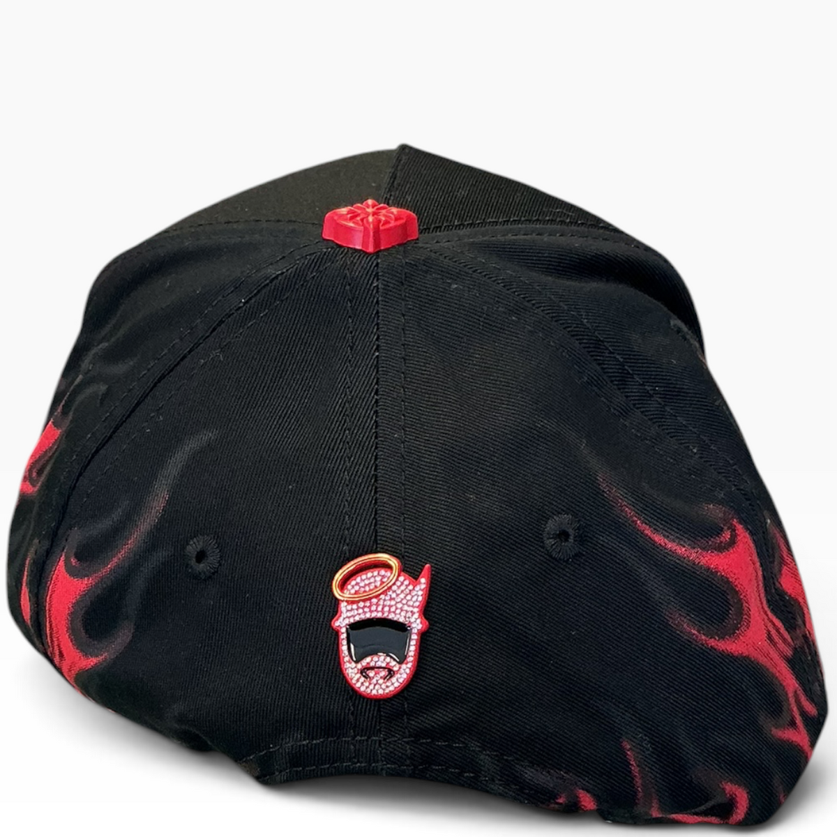 Barbas red flame hat with wraparound flames - side view